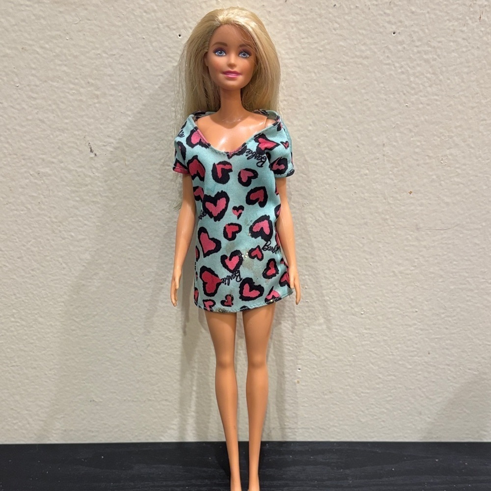 Barbie Doll with Heart Print Dress